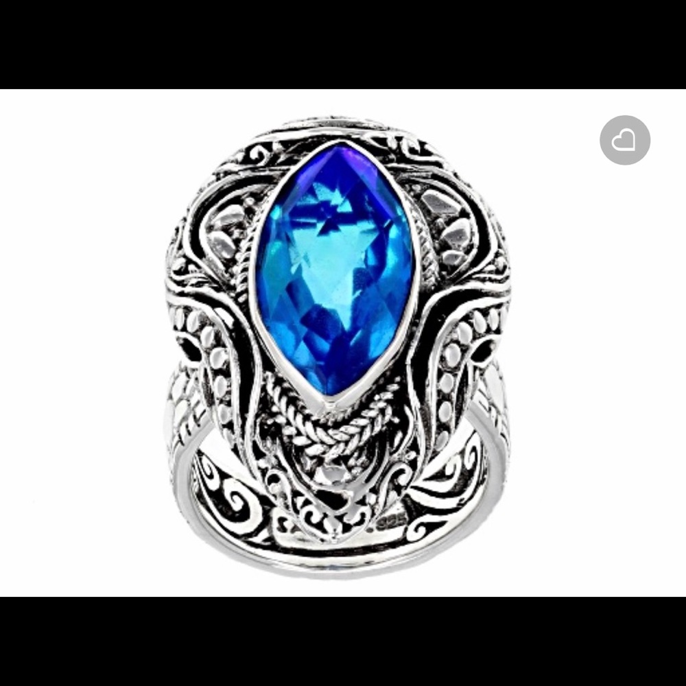Rainbow Parsons Color quartz Triplet silver ring